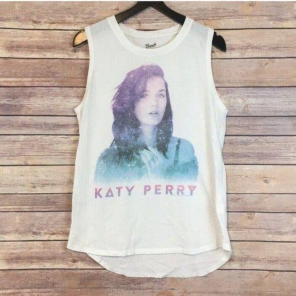 Katy Perry Tank Top White High Low Sleeveless